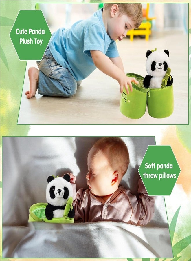 Kidology Panda Stuffed Animal Bamboo Panda Pillow Stuffed Panda Bear Plushies Panda Doll Gifts for Boys Girls Easter Bunny Stuffed Animal Cute Rabbit Plushie (Small, Panda), Green - Image 3